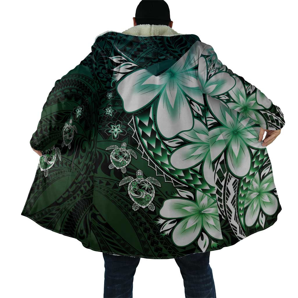 Polynesia Romantic Valentine Cloak Sea Turtle Couple With Aqua Gradient Plumeria LT05 - Polynesian Pride
