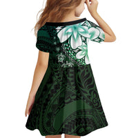 Polynesia Romantic Valentine Family Matching Short Sleeve Bodycon Dress and Hawaiian Shirt Sea Turtle Couple With Aqua Gradient Plumeria