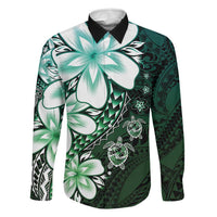 Polynesia Romantic Valentine Family Matching Tank Maxi Dress and Hawaiian Shirt Sea Turtle Couple With Aqua Gradient Plumeria