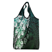 Polynesia Romantic Valentine Grocery Bag Sea Turtle Couple With Aqua Gradient Plumeria LT05 - Polynesian Pride