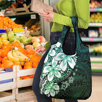 Polynesia Romantic Valentine Grocery Bag Sea Turtle Couple With Aqua Gradient Plumeria LT05 - Polynesian Pride