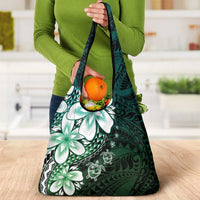 Polynesia Romantic Valentine Grocery Bag Sea Turtle Couple With Aqua Gradient Plumeria LT05 - Polynesian Pride
