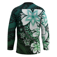 Polynesia Romantic Valentine Hockey Jersey Sea Turtle Couple With Aqua Gradient Plumeria LT05 - Polynesian Pride
