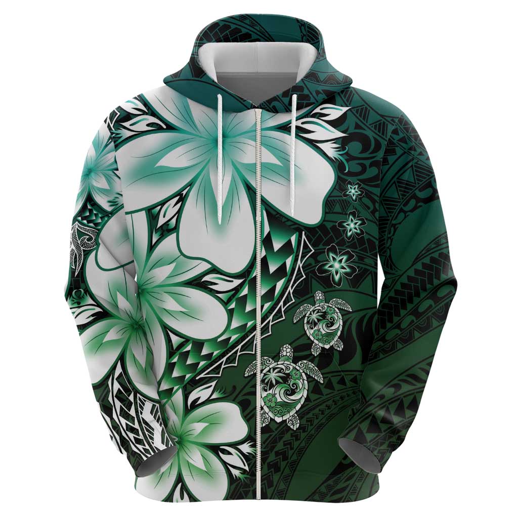 Polynesia Romantic Valentine Hoodie Sea Turtle Couple With Aqua Gradient Plumeria LT05 - Polynesian Pride