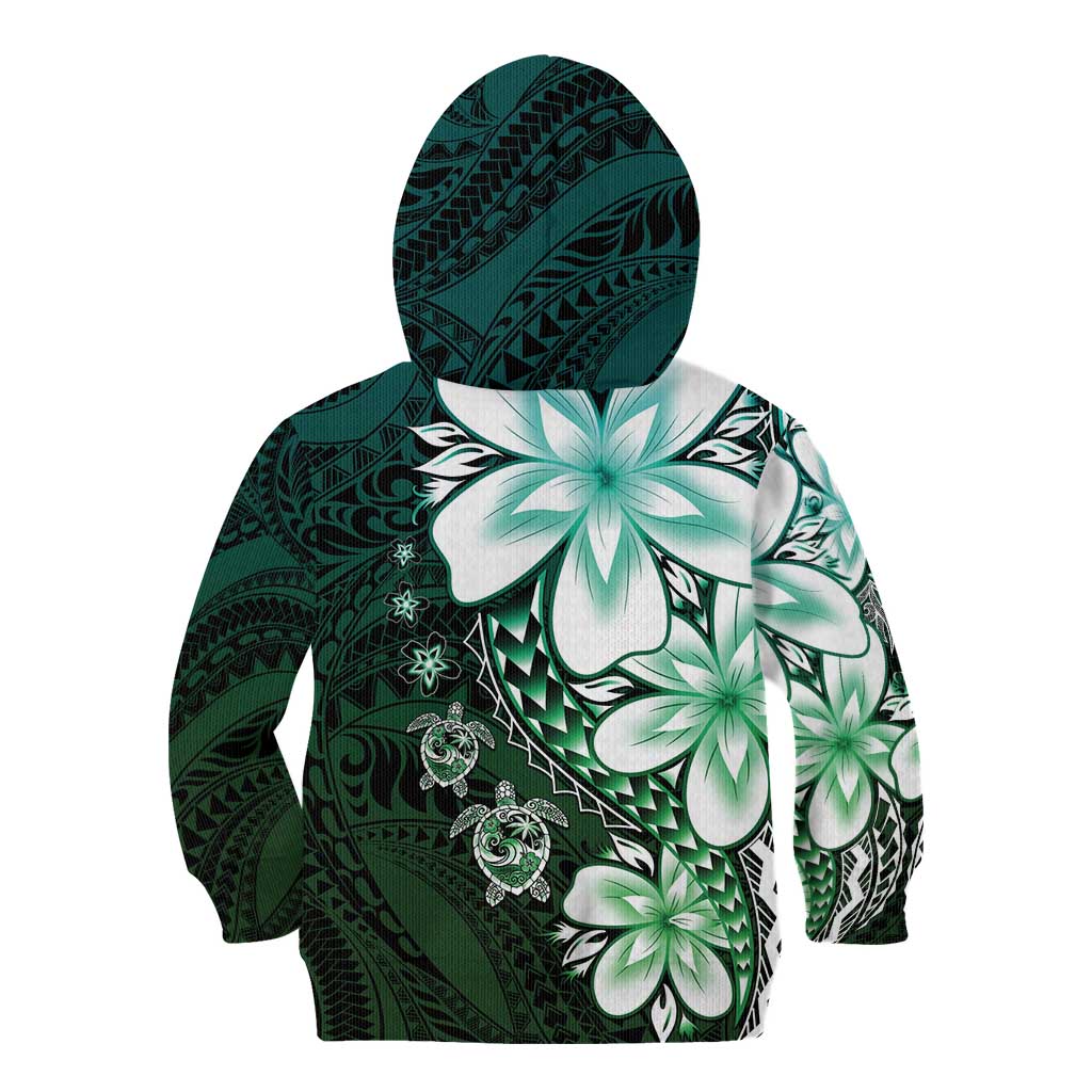 Polynesia Romantic Valentine Kid Hoodie Sea Turtle Couple With Aqua Gradient Plumeria LT05 - Polynesian Pride