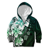 Polynesia Romantic Valentine Kid Hoodie Sea Turtle Couple With Aqua Gradient Plumeria LT05 Zip Hoodie Aqua - Polynesian Pride