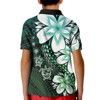 Polynesia Romantic Valentine Kid Polo Shirt Sea Turtle Couple With Aqua Gradient Plumeria LT05 - Polynesian Pride