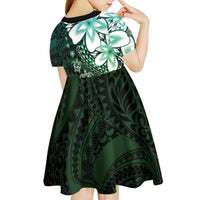 Polynesia Romantic Valentine Kid Short Sleeve Dress Sea Turtle Couple With Aqua Gradient Plumeria LT05 - Polynesian Pride