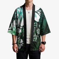 Polynesia Romantic Valentine Kimono Sea Turtle Couple With Aqua Gradient Plumeria LT05 - Polynesian Pride