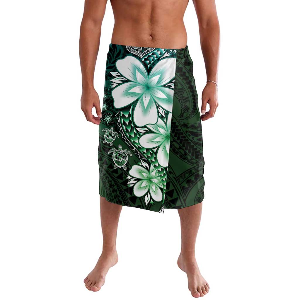 Polynesia Romantic Valentine Lavalava Sea Turtle Couple With Aqua Gradient Plumeria LT05 Aqua - Polynesian Pride