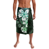 Polynesia Romantic Valentine Lavalava Sea Turtle Couple With Aqua Gradient Plumeria LT05 Aqua - Polynesian Pride