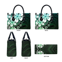 Polynesia Romantic Valentine Leather Bag Sea Turtle Couple With Aqua Gradient Plumeria