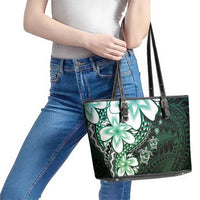 Polynesia Romantic Valentine Leather Tote Bag Sea Turtle Couple With Aqua Gradient Plumeria LT05 - Polynesian Pride