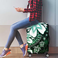 Polynesia Romantic Valentine Luggage Cover Sea Turtle Couple With Aqua Gradient Plumeria LT05 - Polynesian Pride