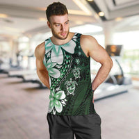 Polynesia Romantic Valentine Men Tank Top Sea Turtle Couple With Aqua Gradient Plumeria LT05 Aqua - Polynesian Pride