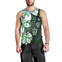 Polynesia Romantic Valentine Men Tank Top Sea Turtle Couple With Aqua Gradient Plumeria LT05 - Polynesian Pride