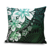 Polynesia Romantic Valentine Pillow Cover Sea Turtle Couple With Aqua Gradient Plumeria LT05 Aqua - Polynesian Pride