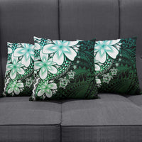 Polynesia Romantic Valentine Pillow Cover Sea Turtle Couple With Aqua Gradient Plumeria LT05 - Polynesian Pride