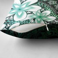 Polynesia Romantic Valentine Pillow Cover Sea Turtle Couple With Aqua Gradient Plumeria LT05 - Polynesian Pride
