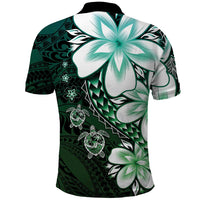 Polynesia Romantic Valentine Polo Shirt Sea Turtle Couple With Aqua Gradient Plumeria LT05 - Polynesian Pride