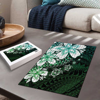 Polynesia Romantic Valentine Puzzle Sea Turtle Couple With Aqua Gradient Plumeria