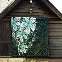 Polynesia Romantic Valentine Quilt Sea Turtle Couple With Aqua Gradient Plumeria LT05 - Polynesian Pride