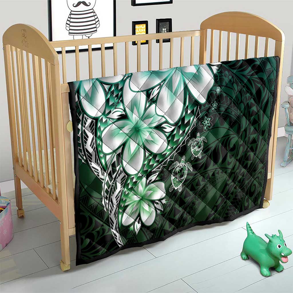 Polynesia Romantic Valentine Quilt Sea Turtle Couple With Aqua Gradient Plumeria LT05 - Polynesian Pride