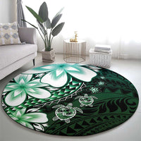 Polynesia Romantic Valentine Round Carpet Sea Turtle Couple With Aqua Gradient Plumeria LT05 - Polynesian Pride