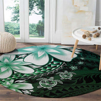 Polynesia Romantic Valentine Round Carpet Sea Turtle Couple With Aqua Gradient Plumeria LT05 - Polynesian Pride