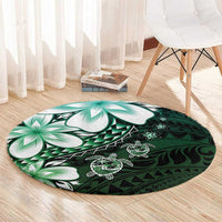 Polynesia Romantic Valentine Round Carpet Sea Turtle Couple With Aqua Gradient Plumeria LT05 - Polynesian Pride