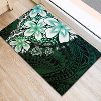 Polynesia Romantic Valentine Rubber Doormat Sea Turtle Couple With Aqua Gradient Plumeria LT05 - Polynesian Pride