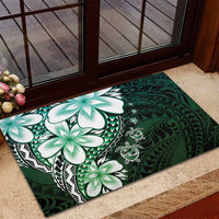 Polynesia Romantic Valentine Rubber Doormat Sea Turtle Couple With Aqua Gradient Plumeria LT05 - Polynesian Pride
