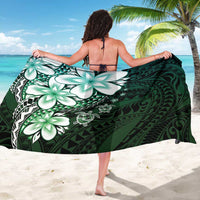 Polynesia Romantic Valentine Sarong Sea Turtle Couple With Aqua Gradient Plumeria LT05 - Polynesian Pride