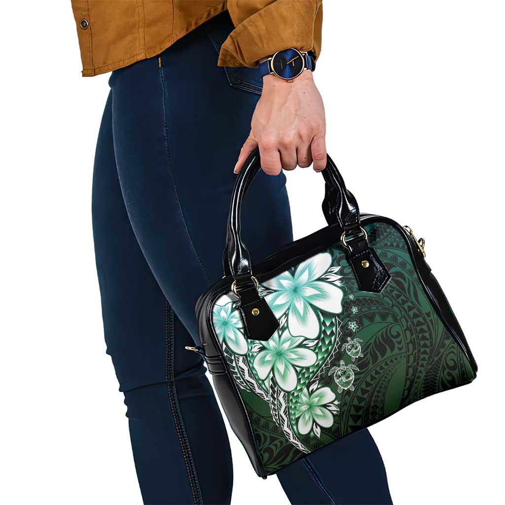 Polynesia Romantic Valentine Shoulder Handbag Sea Turtle Couple With Aqua Gradient Plumeria LT05 - Polynesian Pride