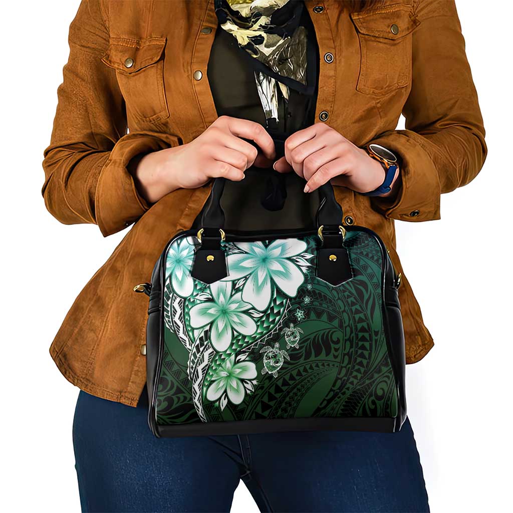 Polynesia Romantic Valentine Shoulder Handbag Sea Turtle Couple With Aqua Gradient Plumeria LT05 - Polynesian Pride