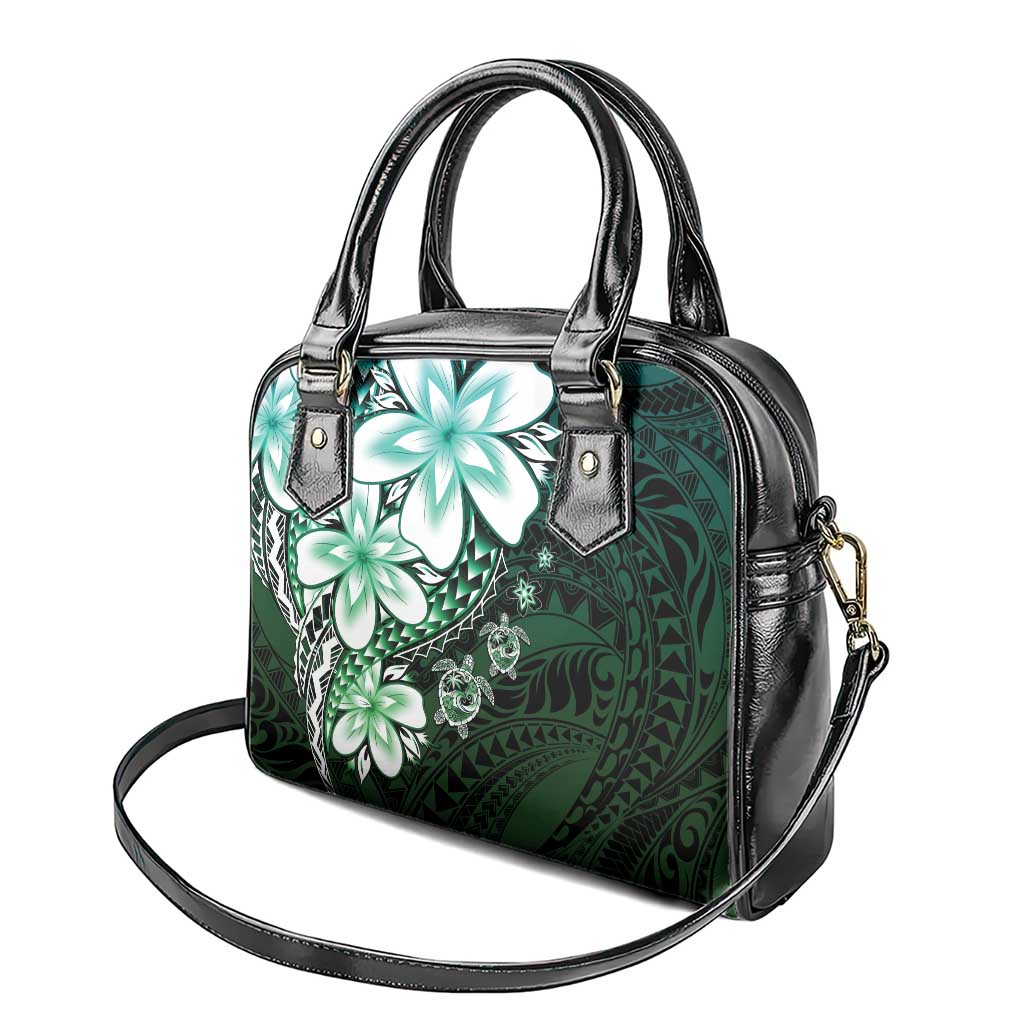 Polynesia Romantic Valentine Shoulder Handbag Sea Turtle Couple With Aqua Gradient Plumeria LT05 - Polynesian Pride
