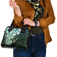 Polynesia Romantic Valentine Shoulder Handbag Sea Turtle Couple With Aqua Gradient Plumeria LT05 - Polynesian Pride