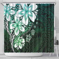 Polynesia Romantic Valentine Shower Curtain Sea Turtle Couple With Aqua Gradient Plumeria LT05 - Polynesian Pride