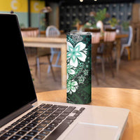 Polynesia Romantic Valentine Skinny Tumbler Sea Turtle Couple With Aqua Gradient Plumeria LT05 - Polynesian Pride
