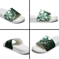 Polynesia Romantic Valentine Slide Sandals Sea Turtle Couple With Aqua Gradient Plumeria LT05 - Polynesian Pride