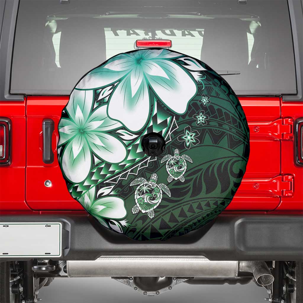 Polynesia Romantic Valentine Spare Tire Cover Sea Turtle Couple With Aqua Gradient Plumeria LT05 - Polynesian Pride