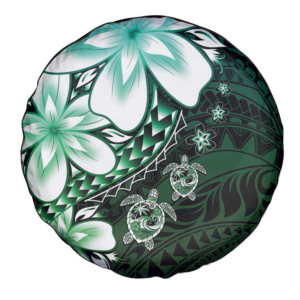 Polynesia Romantic Valentine Spare Tire Cover Sea Turtle Couple With Aqua Gradient Plumeria LT05 - Polynesian Pride