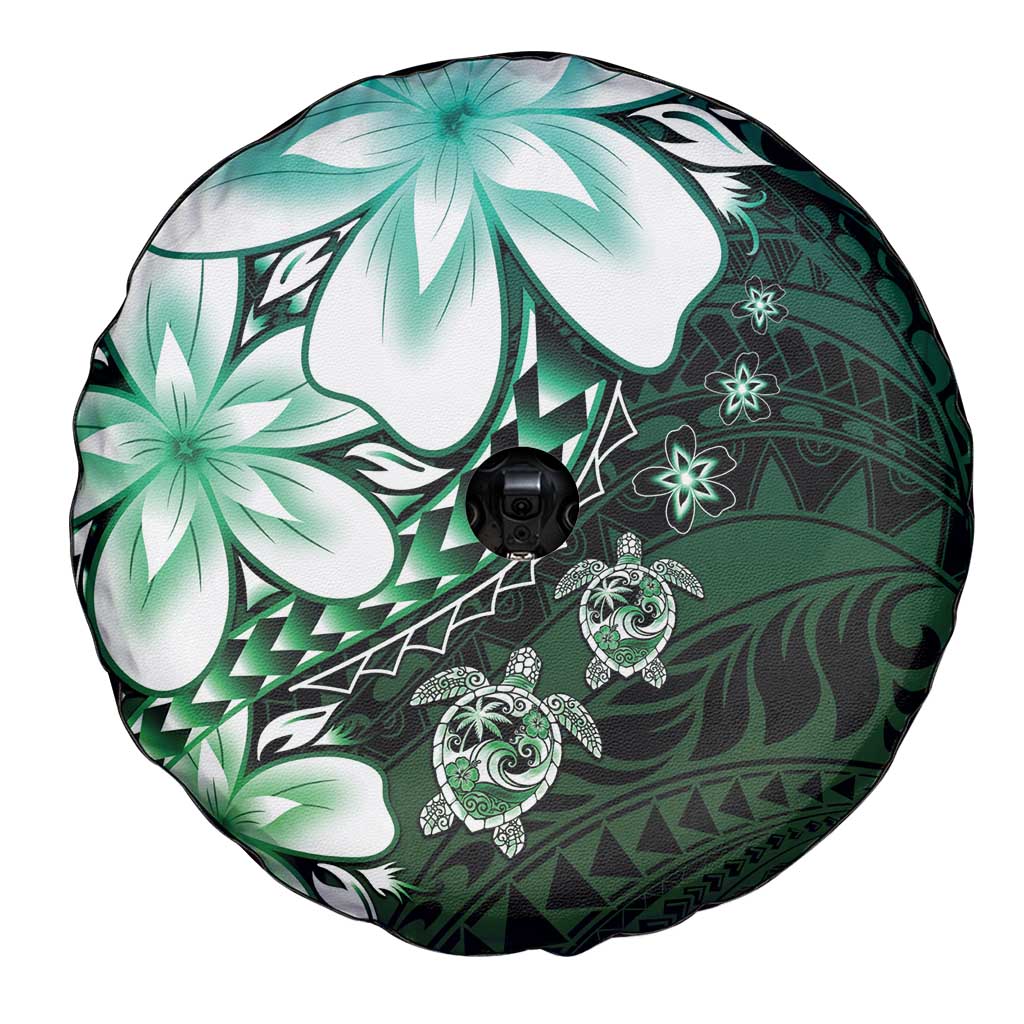 Polynesia Romantic Valentine Spare Tire Cover Sea Turtle Couple With Aqua Gradient Plumeria LT05 - Polynesian Pride