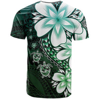 Polynesia Romantic Valentine T Shirt Sea Turtle Couple With Aqua Gradient Plumeria LT05 - Polynesian Pride