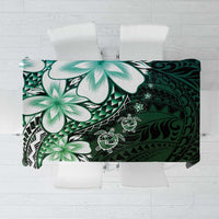 Polynesia Romantic Valentine Tablecloth Sea Turtle Couple With Aqua Gradient Plumeria LT05 Aqua - Polynesian Pride