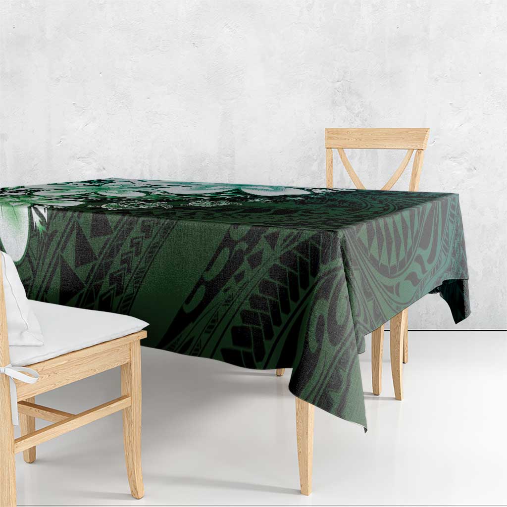 Polynesia Romantic Valentine Tablecloth Sea Turtle Couple With Aqua Gradient Plumeria LT05 - Polynesian Pride