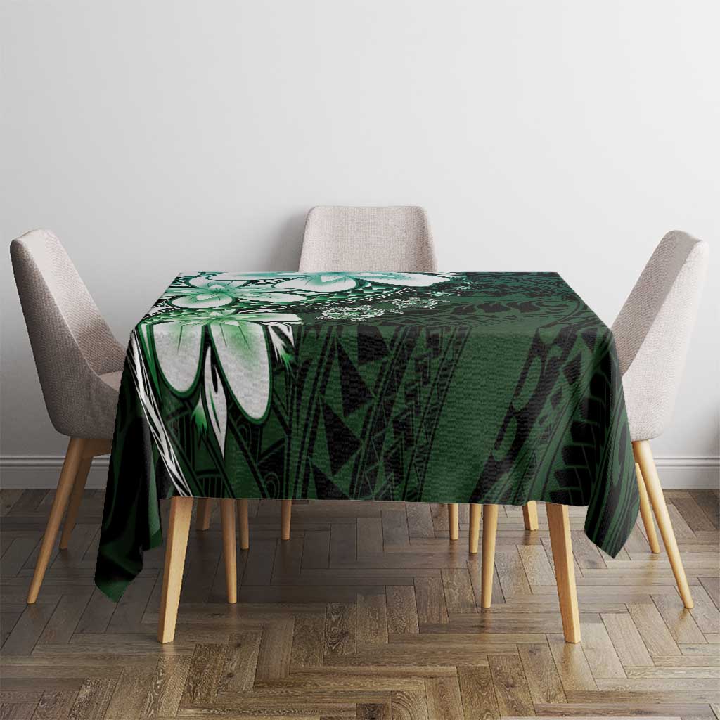 Polynesia Romantic Valentine Tablecloth Sea Turtle Couple With Aqua Gradient Plumeria LT05 - Polynesian Pride