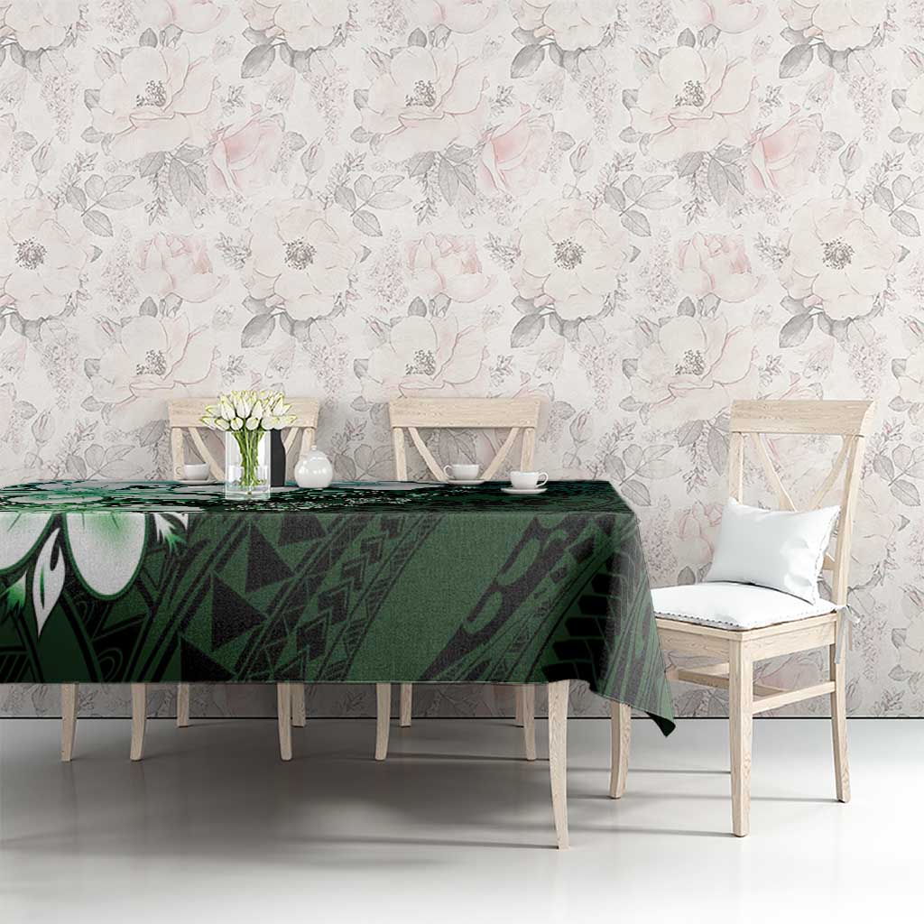 Polynesia Romantic Valentine Tablecloth Sea Turtle Couple With Aqua Gradient Plumeria LT05 - Polynesian Pride