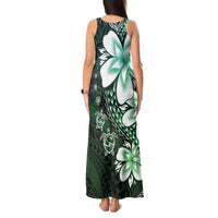 Polynesia Romantic Valentine Tank Maxi Dress Sea Turtle Couple With Aqua Gradient Plumeria LT05 - Polynesian Pride