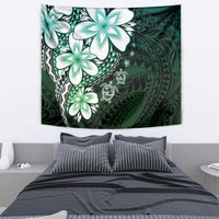 Polynesia Romantic Valentine Tapestry Sea Turtle Couple With Aqua Gradient Plumeria LT05 - Polynesian Pride